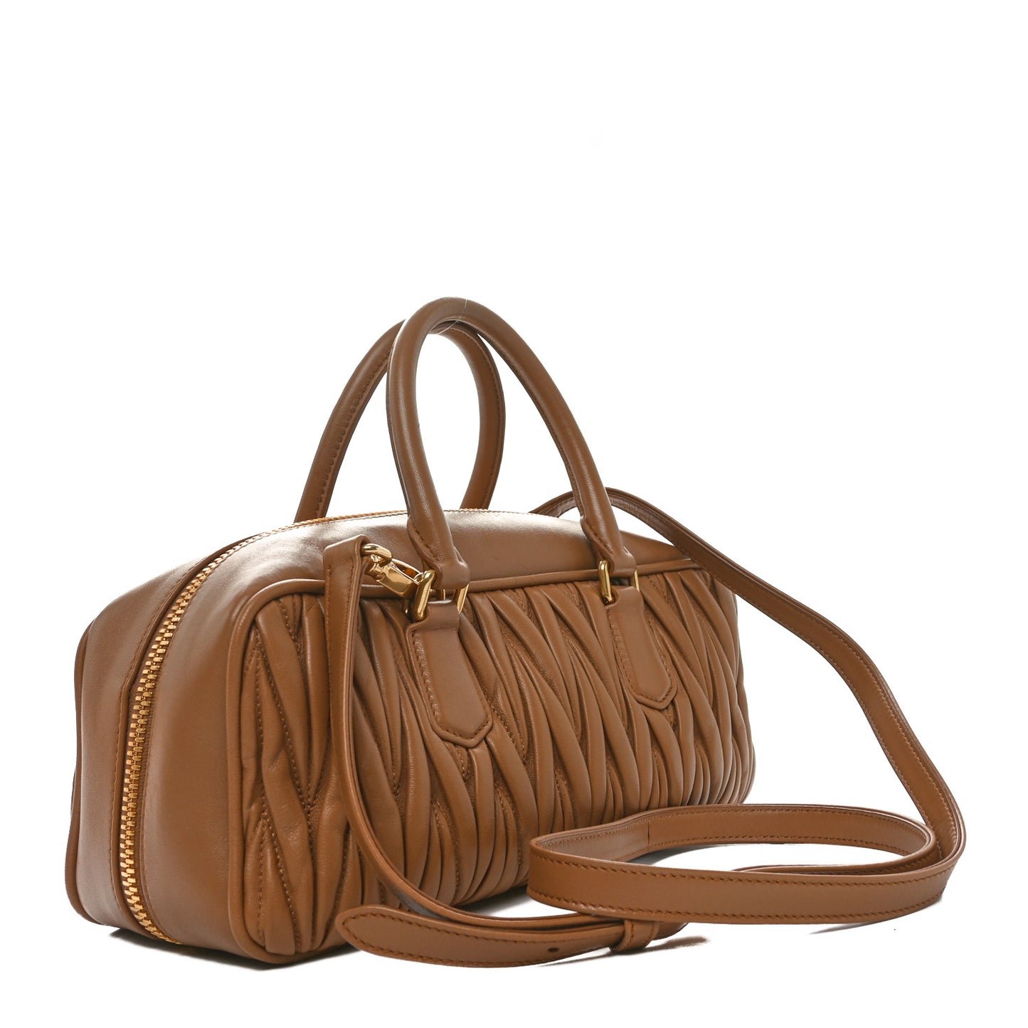 Nappa Matelasse Large Arcadie Top Handle Bag Caramel