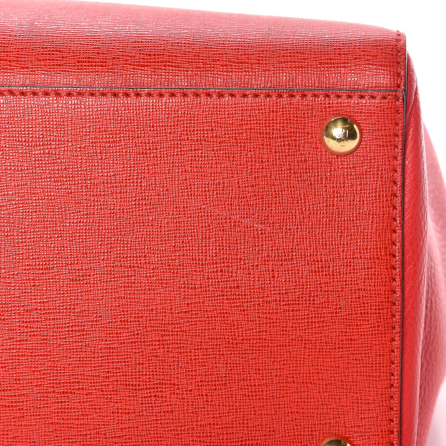 Fendi Vitello Elite Flamingo Regular 2Jours Tote Rosso Fiamma 16 of 19