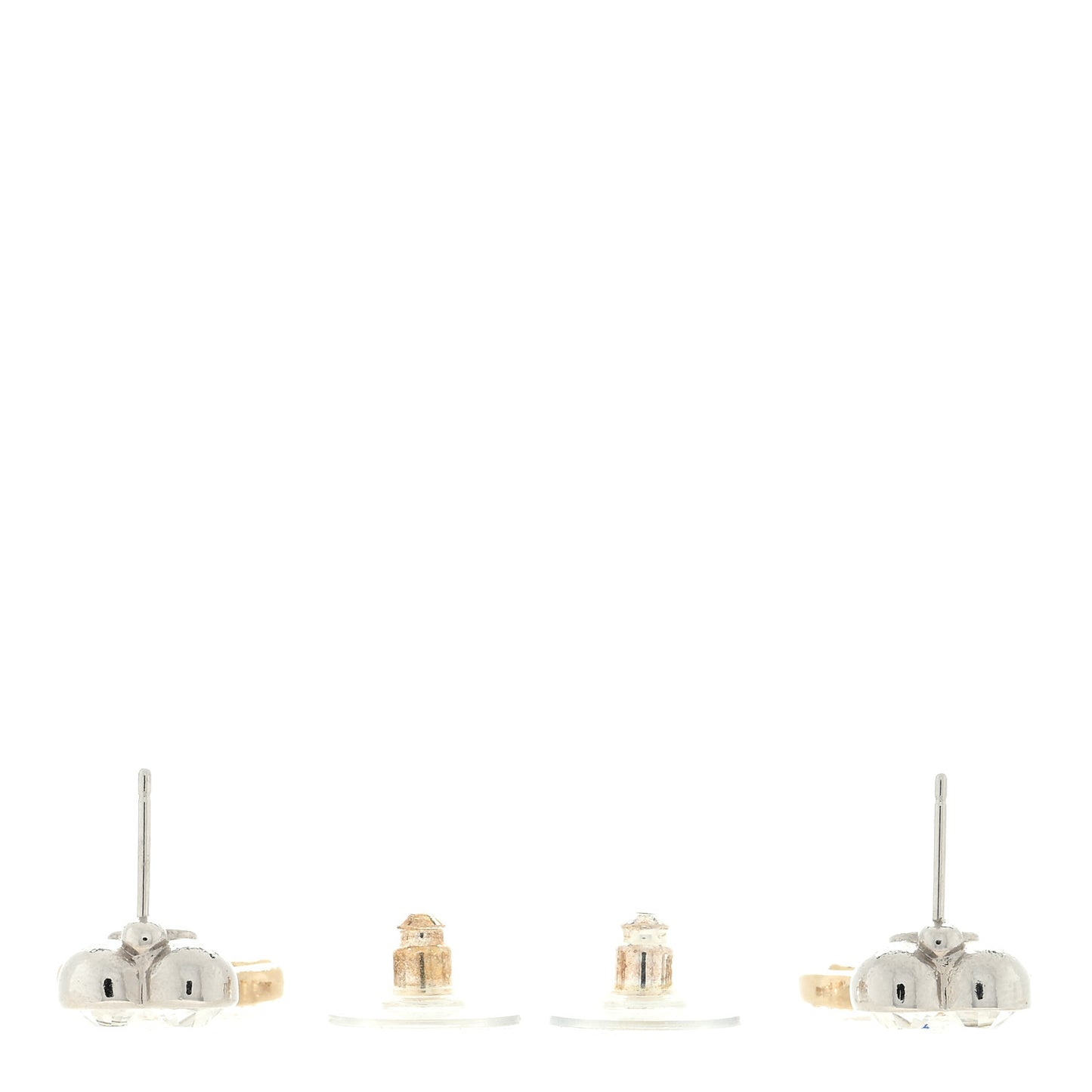 Crystal CC Heart Drop Earrings Gold Silver