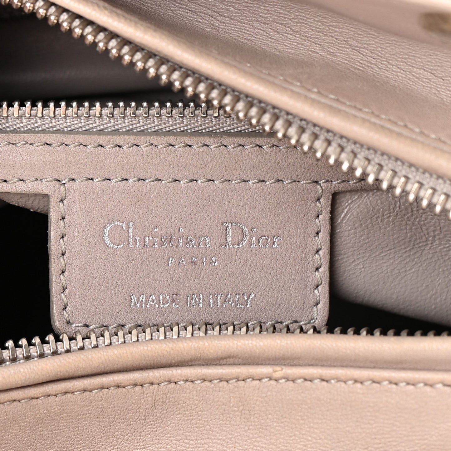 Lambskin Metallic Stitched Cannage Medium Lady Dior Grey Silver