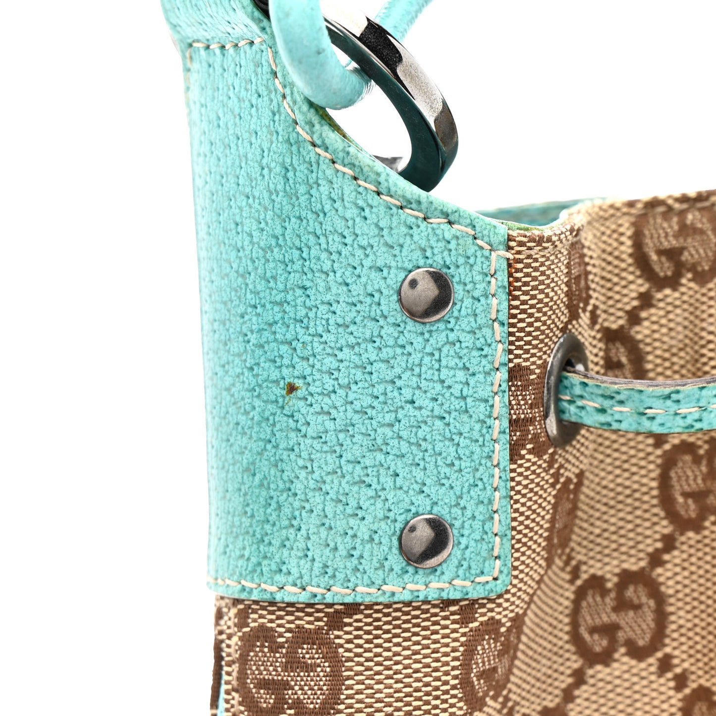 Monogram Drawstring Hobo Turquoise