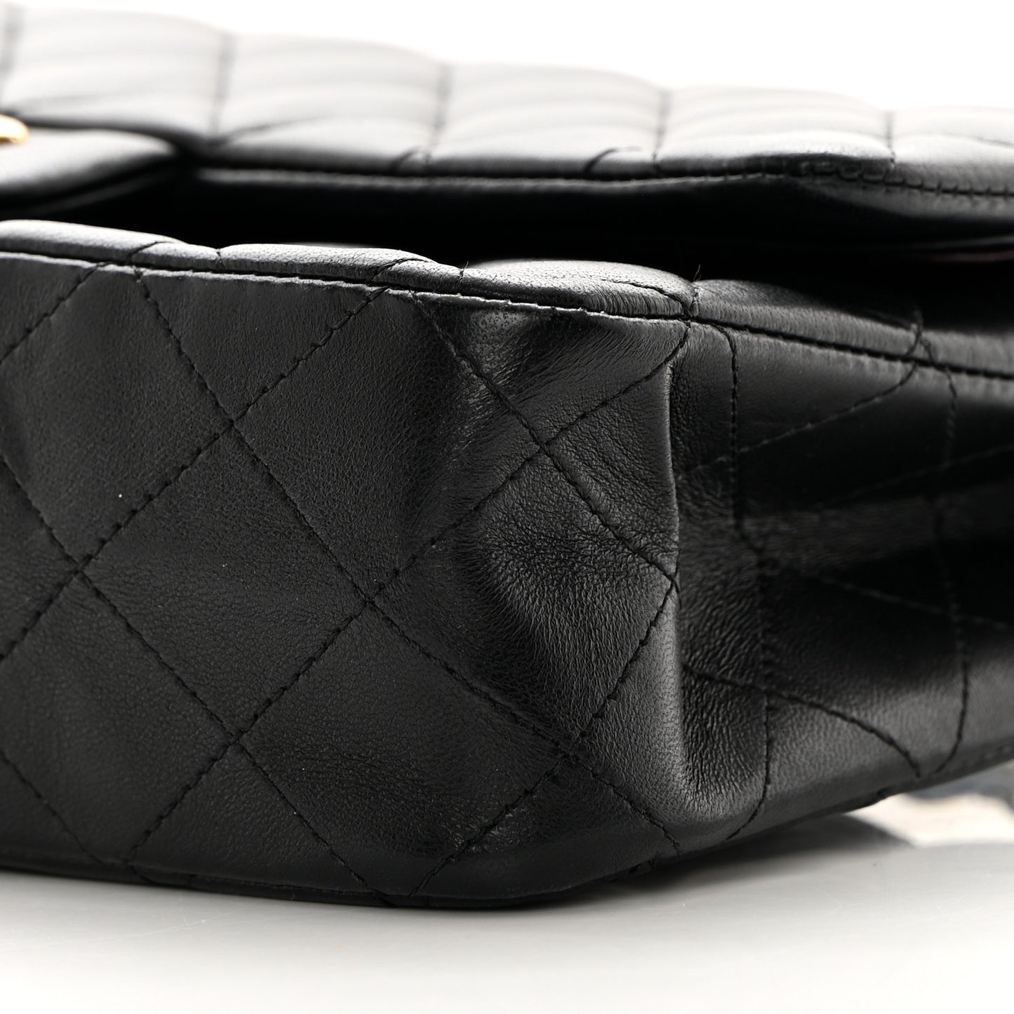Lambskin Quilted Medium Double Flap Black