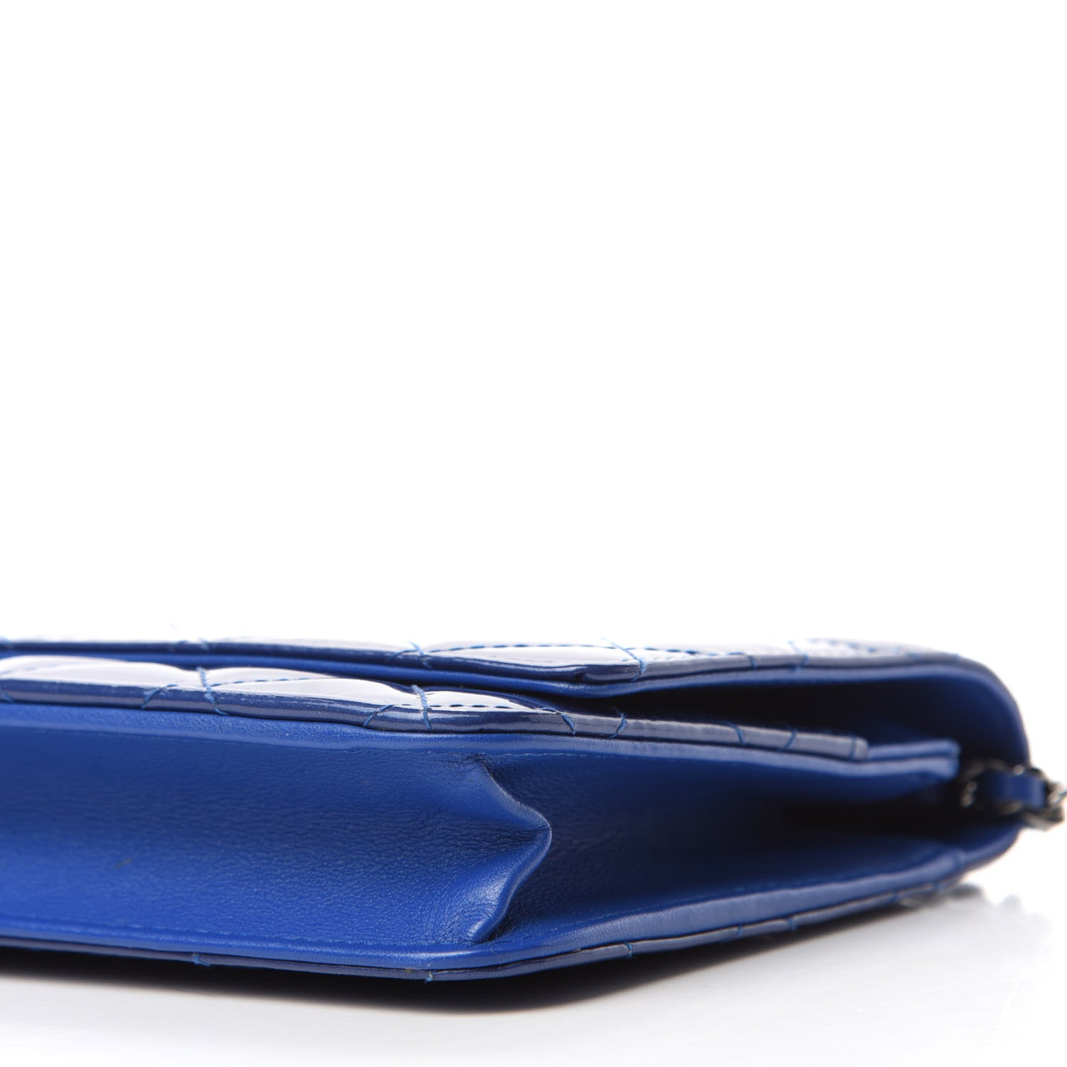 Chanel Patent Quilted Wallet On Chain WOC Dark Blue 7 of 13