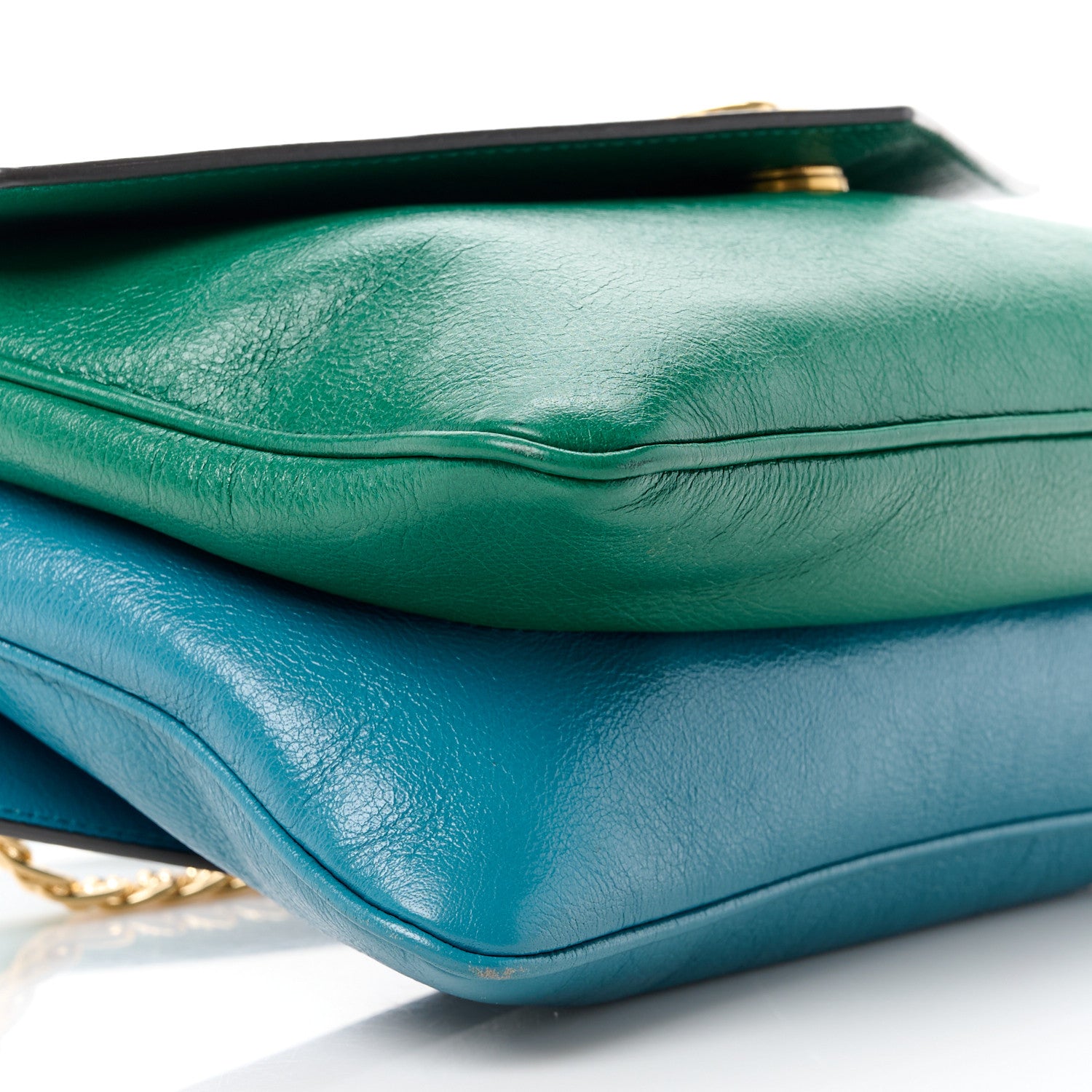 Gucci Calfskin Medium Thiara Double Envelope Shoulder Bag Blue Green 12 of 15