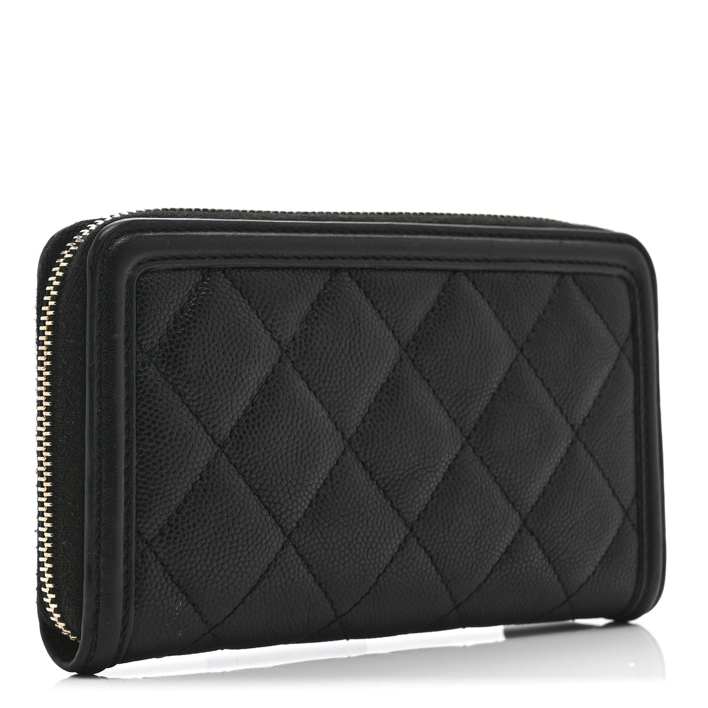 Caviar Quilted Medium Filigree Zip Around Wallet Black