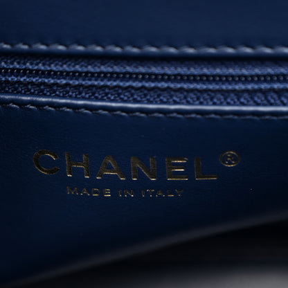 Chanel Shiny Aged Calfskin Quilted Nano Kelly Shopper Dark Blue Dark Blue 6 of 11
