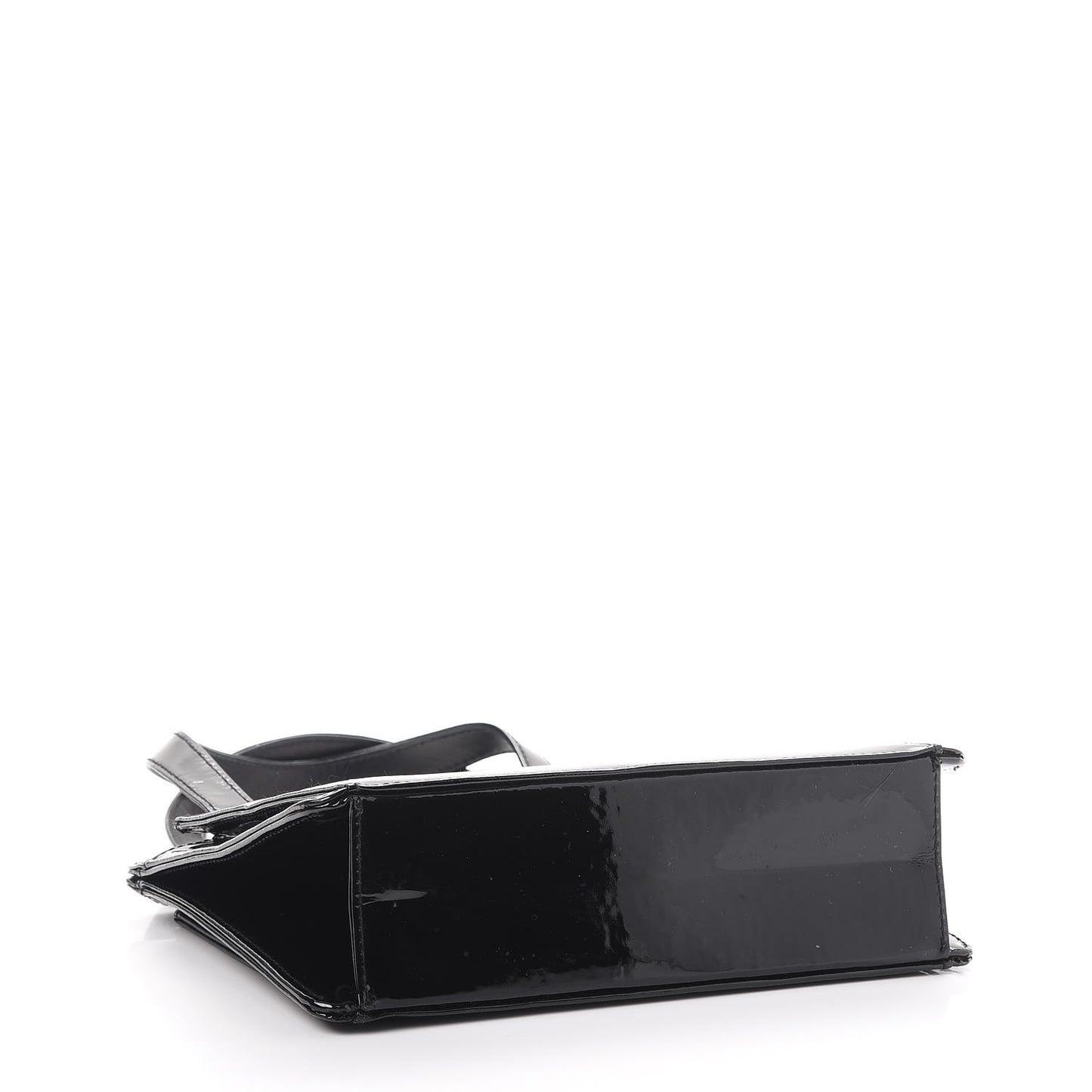 Patent Calfskin Mademoiselle Shoulder Bag Black