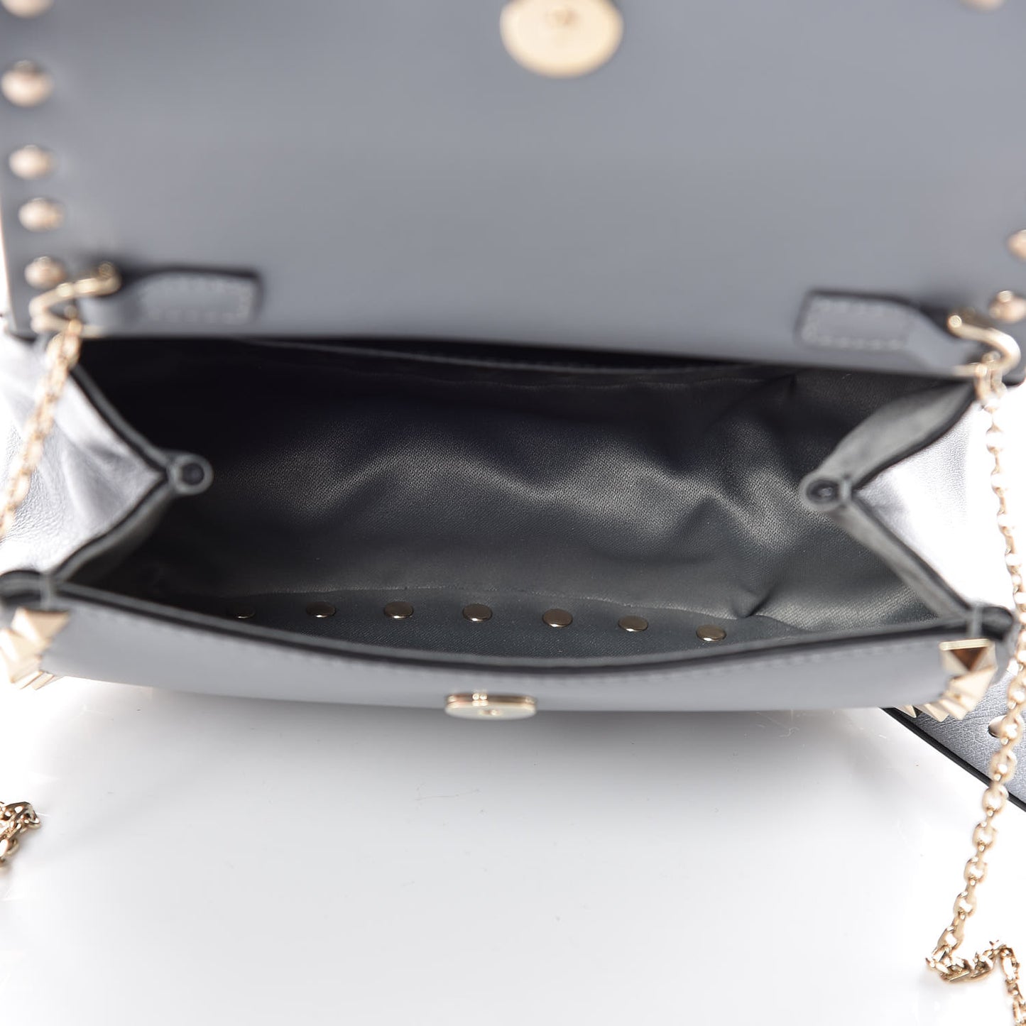 Vitello Mini Rockstud Crossbody Saddle Bag Light Stone
