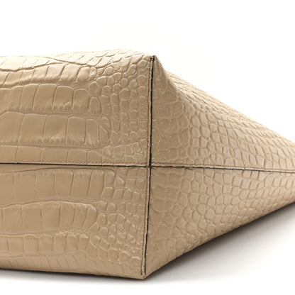 Alexander McQueen Calfskin Crocodile Embossed Skull Open Shopper Tote Camel 11 of 11