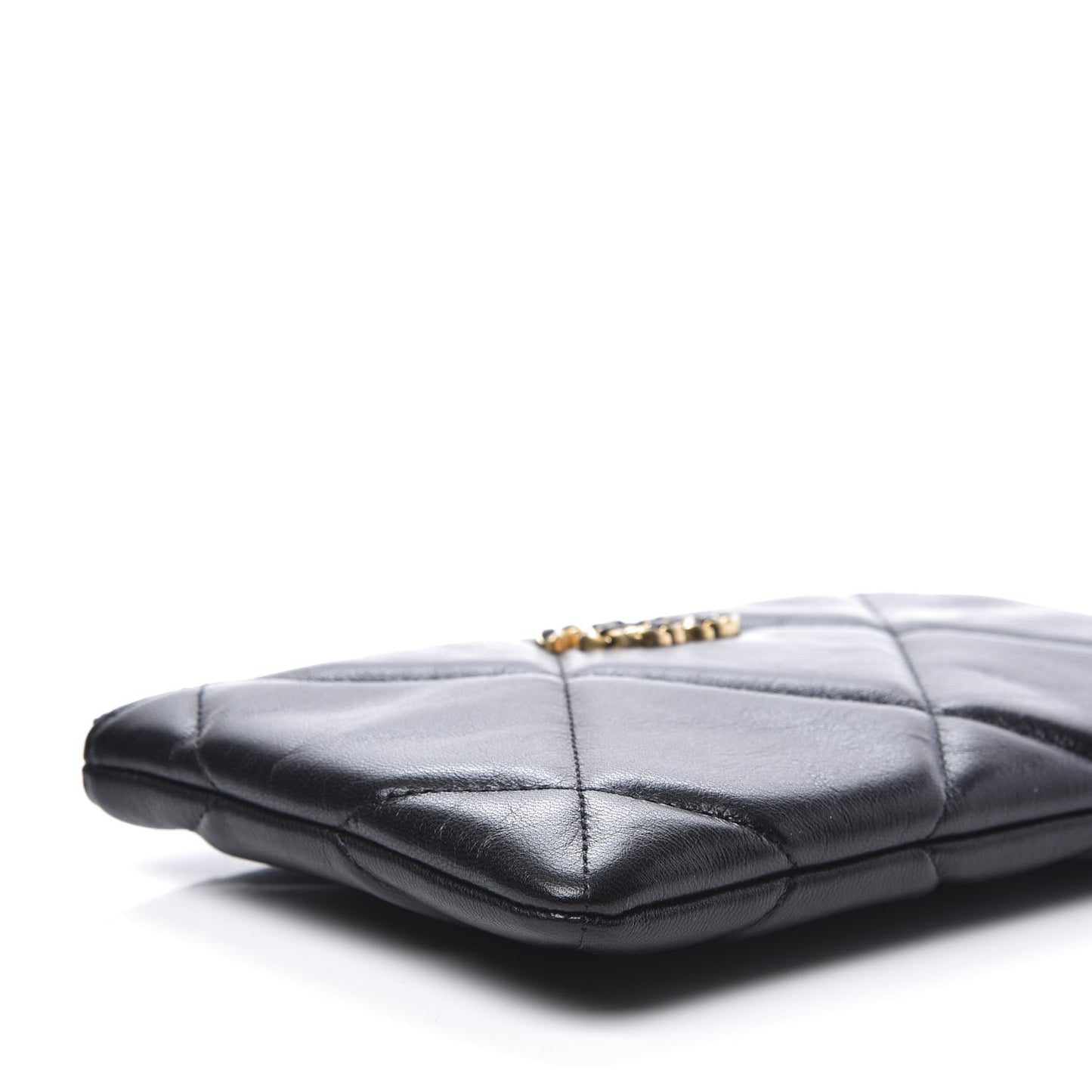 Goatskin Quilted Chanel 19 Cosmetic Case Black