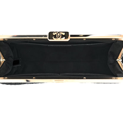 Chanel Tweed Quilted Kiss Lock Clutch Black 5 of 8