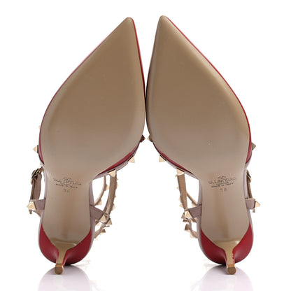 Valentino Garavani Calfskin Nappa Rockstud Ankle Strap 65mm Pumps 38 Rosso Valentino Poudre 5 of 7