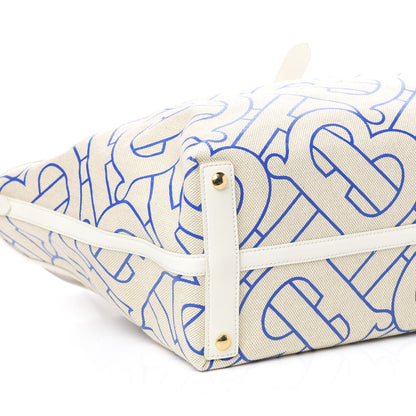 Burberry Cotton Canvas Monogram Medium Soft Belt Bag Natural Honey Blue 8 of 10