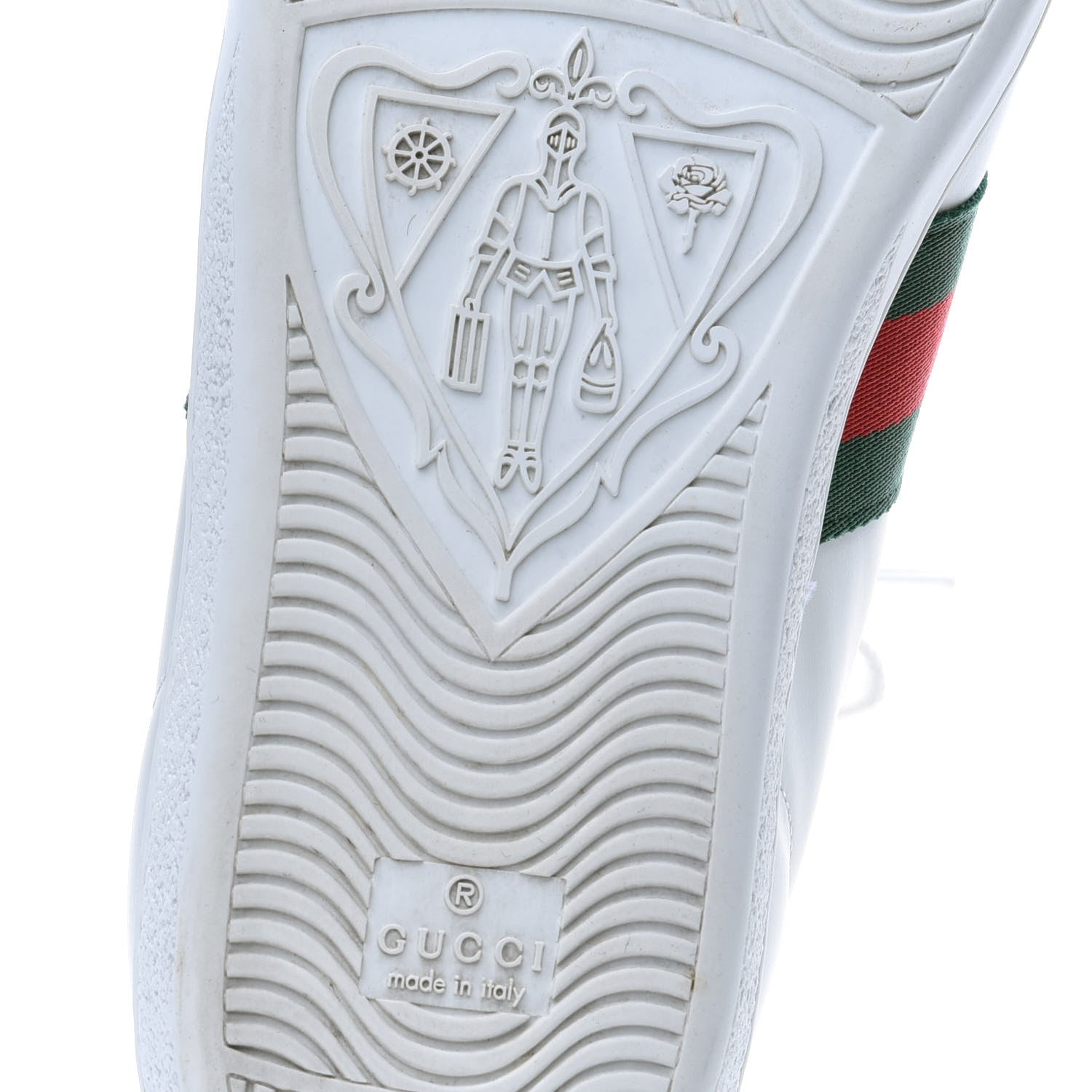 Gucci Calfskin Ayers Bee Embroidered Womens Ace Sneakers 39 White Green 7 of 9
