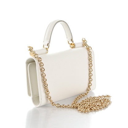 Dolce & Gabbana Dauphine Gloss Chain Strap Phone Bag Bianco 3 of 7