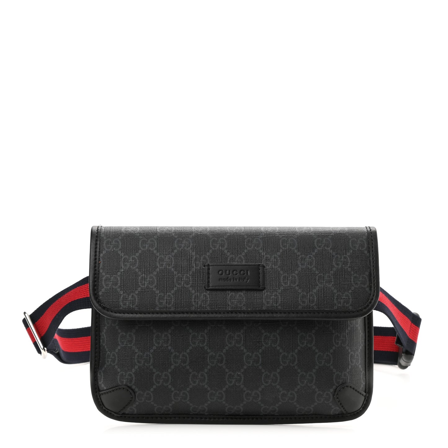 GG Supreme Monogram Web Slim Belt Bag Black Grey