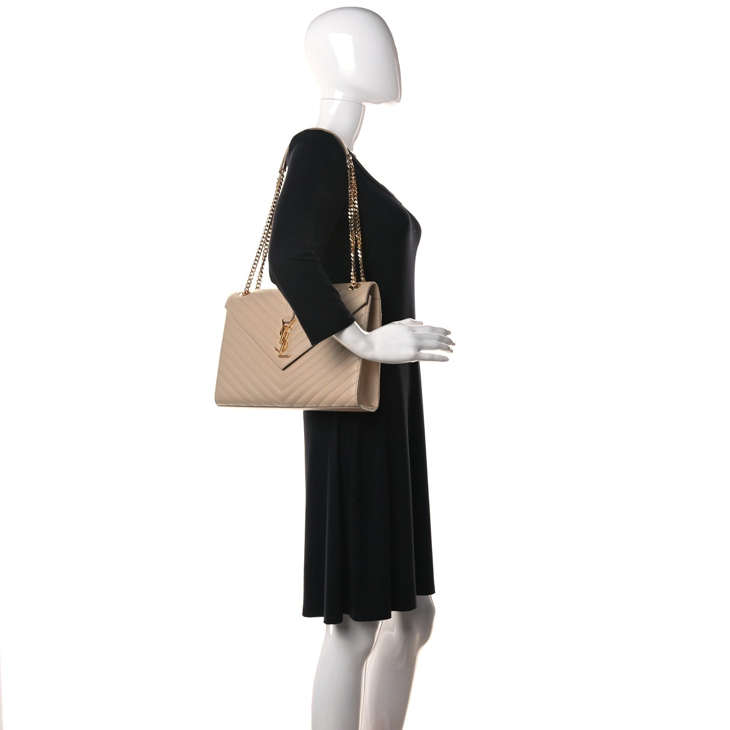 Grain De Poudre Matelasse Chevron Large Monogram Satchel Nude Powder