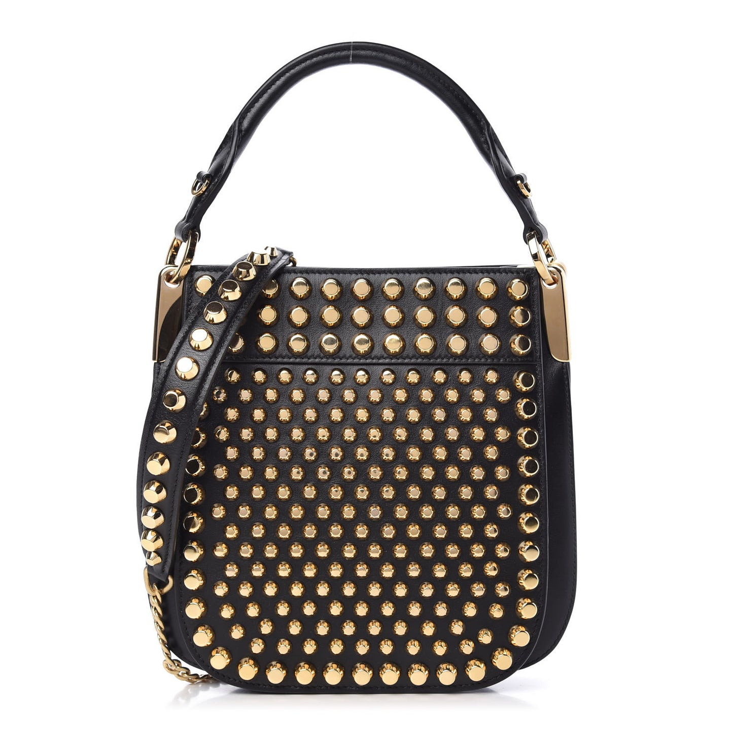City Calfskin Studded Small Margit Bag Black
