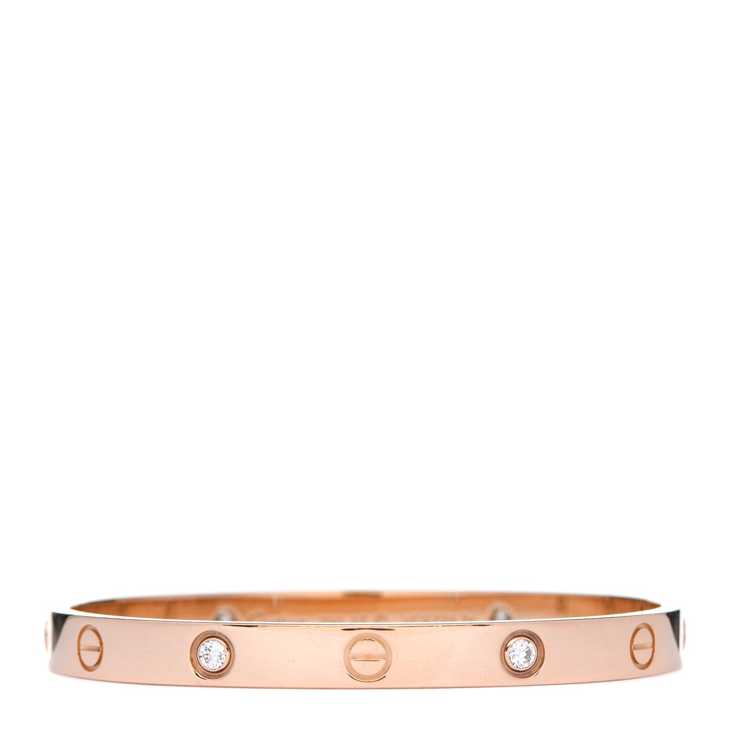 Cartier 18K Pink Gold 4 Diamond LOVE Bracelet 17 1 of 5