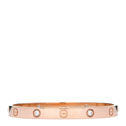 Cartier 18K Pink Gold 4 Diamond LOVE Bracelet 17 1 of 5