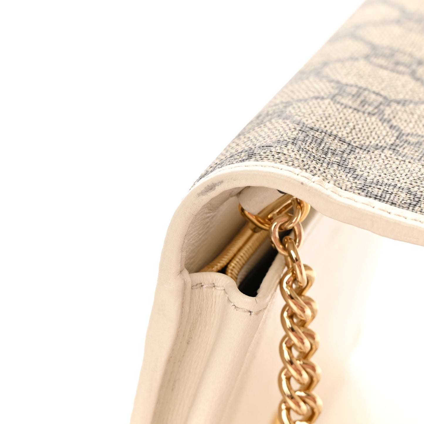 GG Supreme Monogram Azalea Calfskin Horsebit 1955 Wallet On Chain Beige Ebony Mystic White