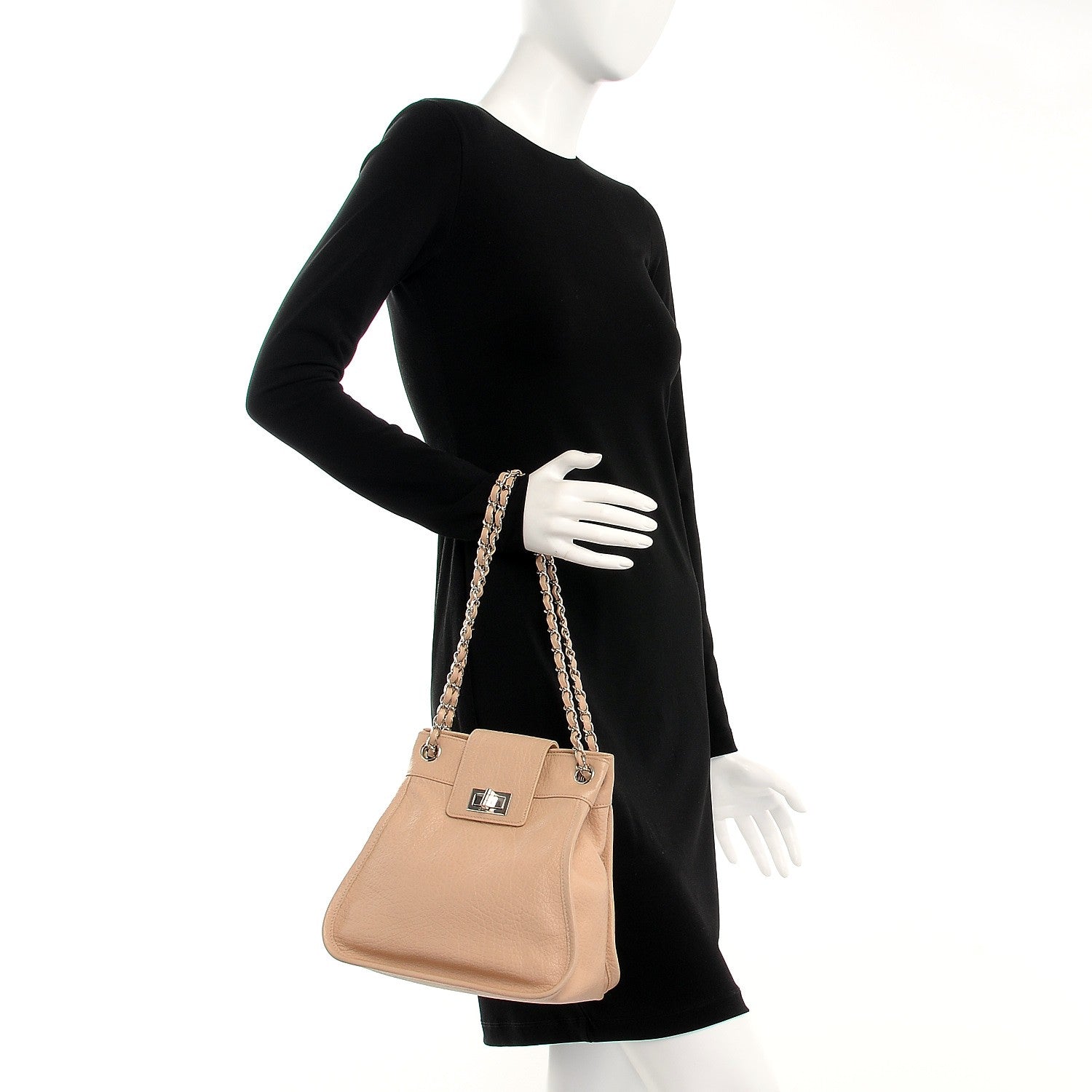 Chanel Grained Calfskin Mademoiselle Accordion Flap Beige 2 of 7
