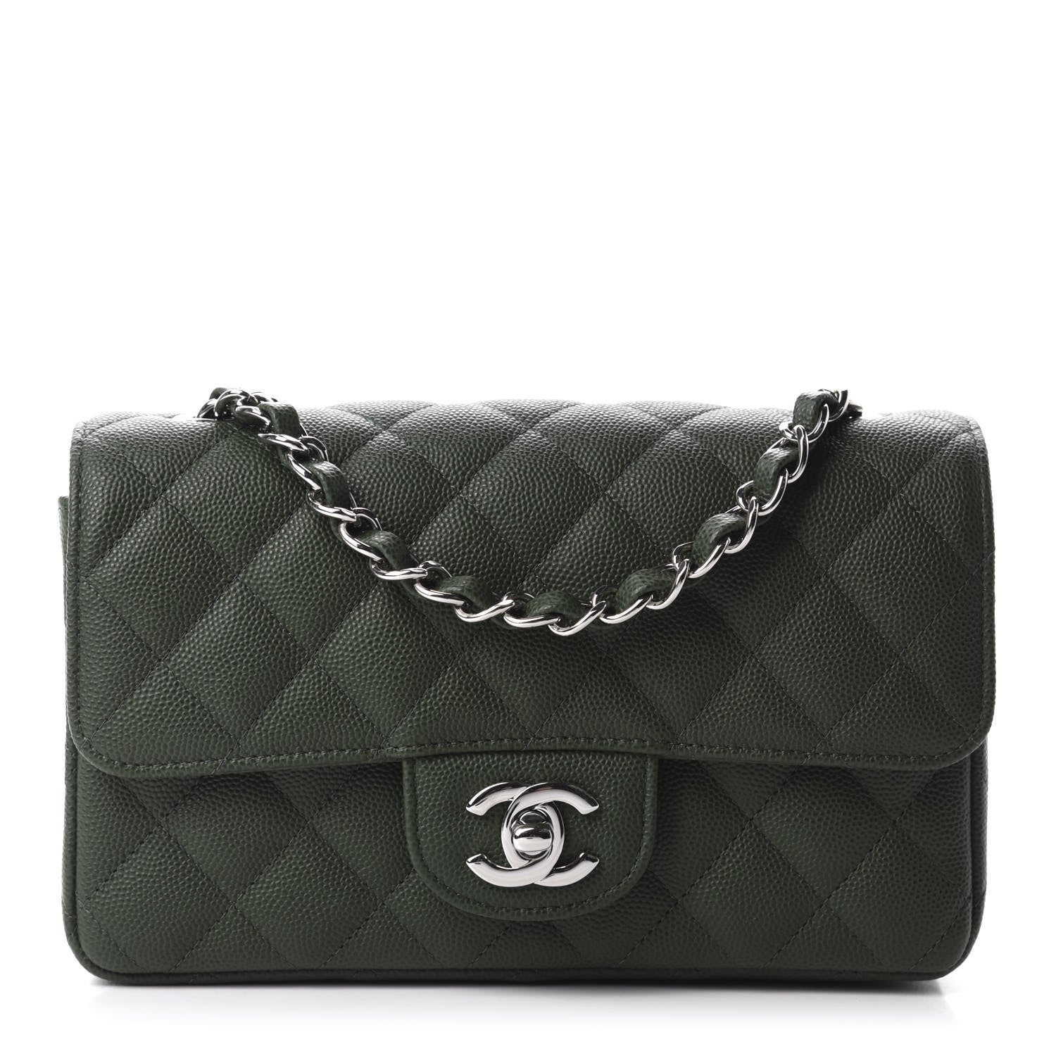 Chanel Caviar Quilted Mini Rectangular Flap Dark Green 1 of 11