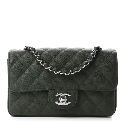 Chanel Caviar Quilted Mini Rectangular Flap Dark Green 1 of 11
