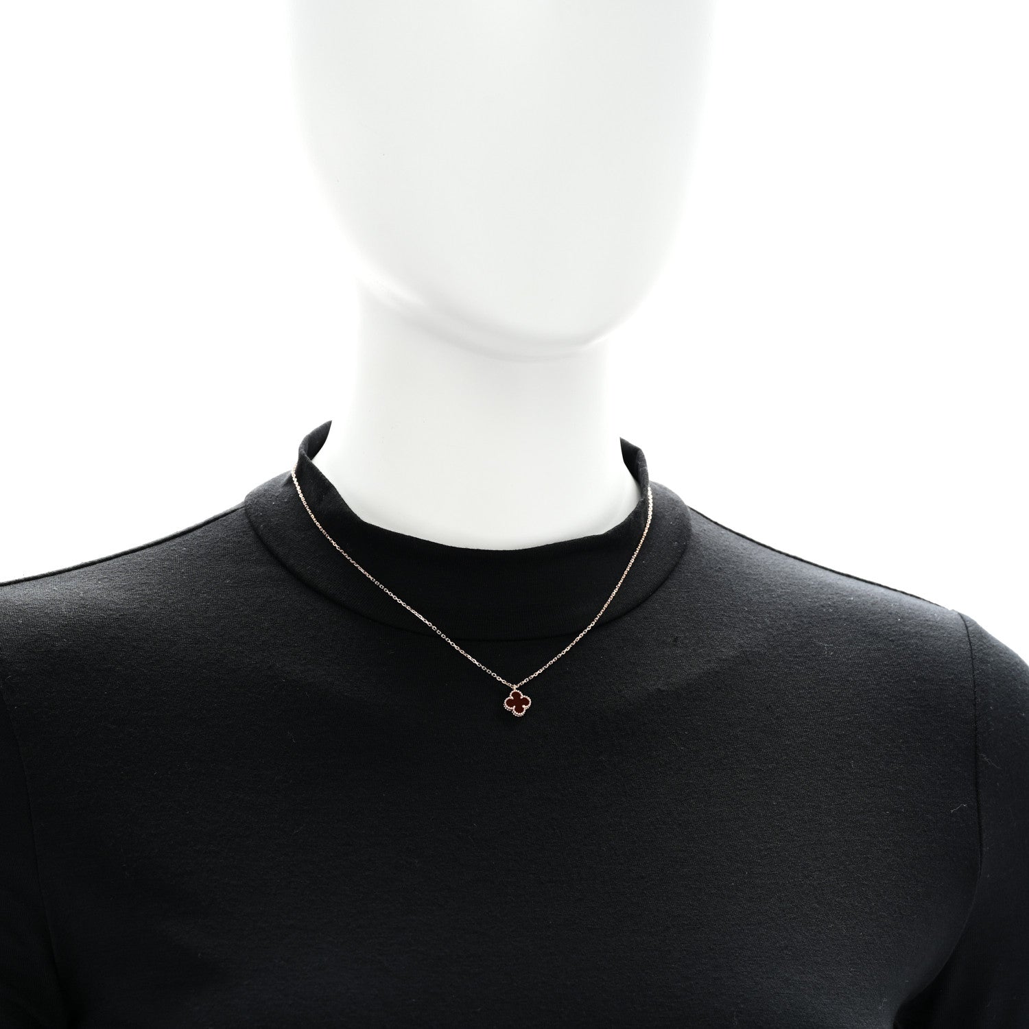 Van Cleef & Arpels 18K Rose Gold Carnelian Sweet Alhambra Pendant Necklace 2 of 6