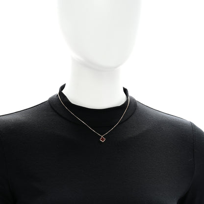 Van Cleef & Arpels 18K Rose Gold Carnelian Sweet Alhambra Pendant Necklace 2 of 6