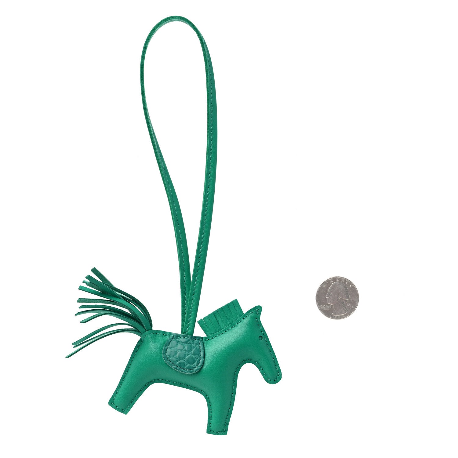 Hermes Milo Lambskin Matte Alligator Touch Grigri Rodeo Horse Bag Charm PM Menthe Vert Jade 2 of 4