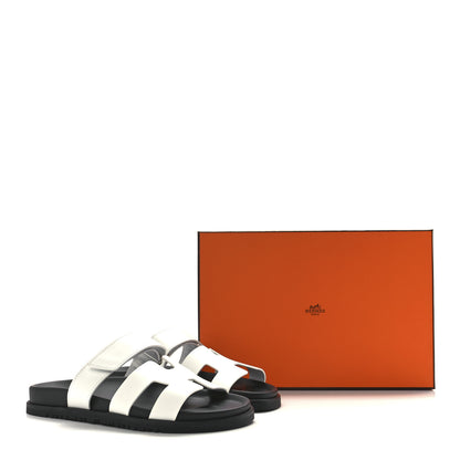 Hermes Calfskin Womens Chypre Sandals 38.5 White 9 of 9