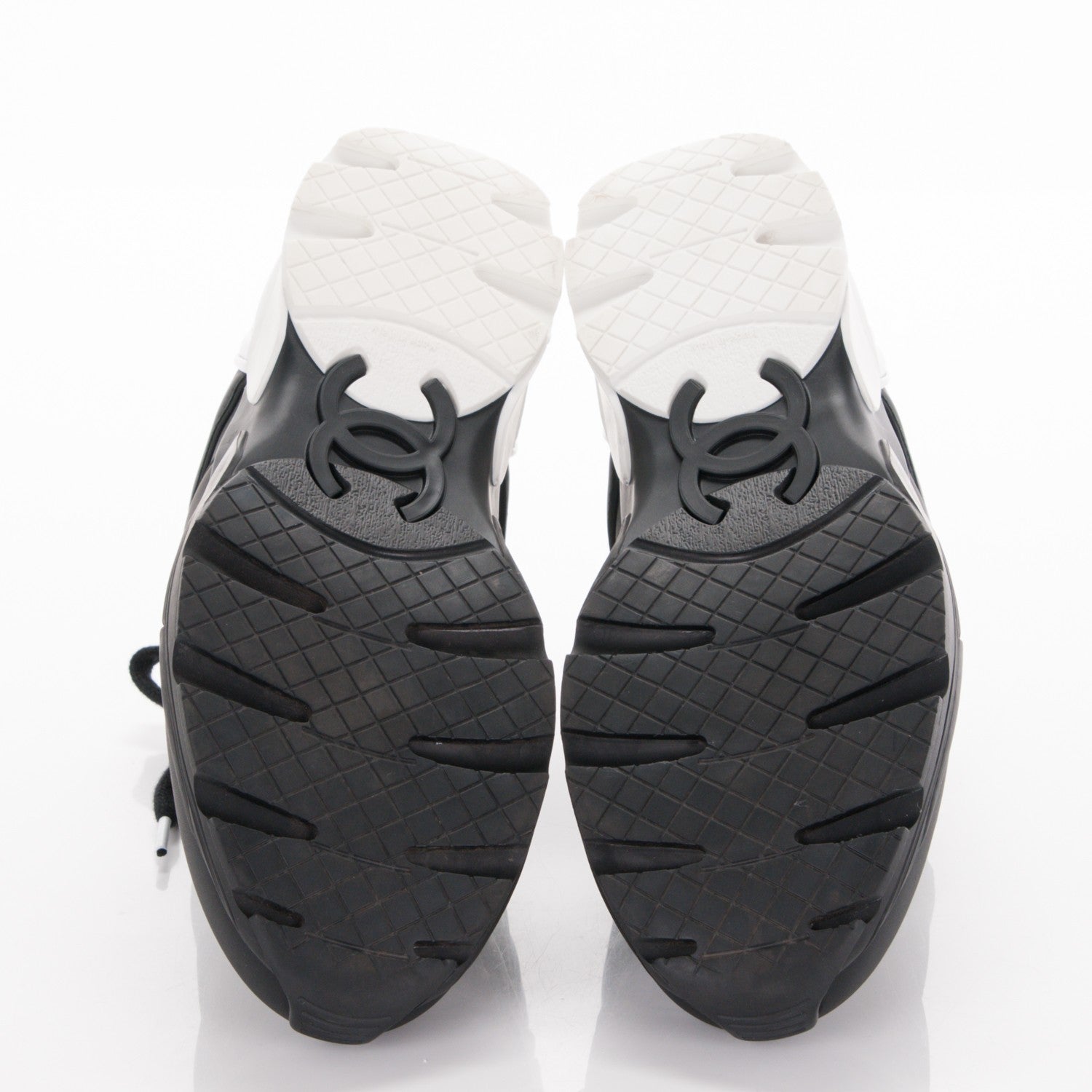 Chanel Calfskin CC Sneakers 38.5 Black White 5 of 8
