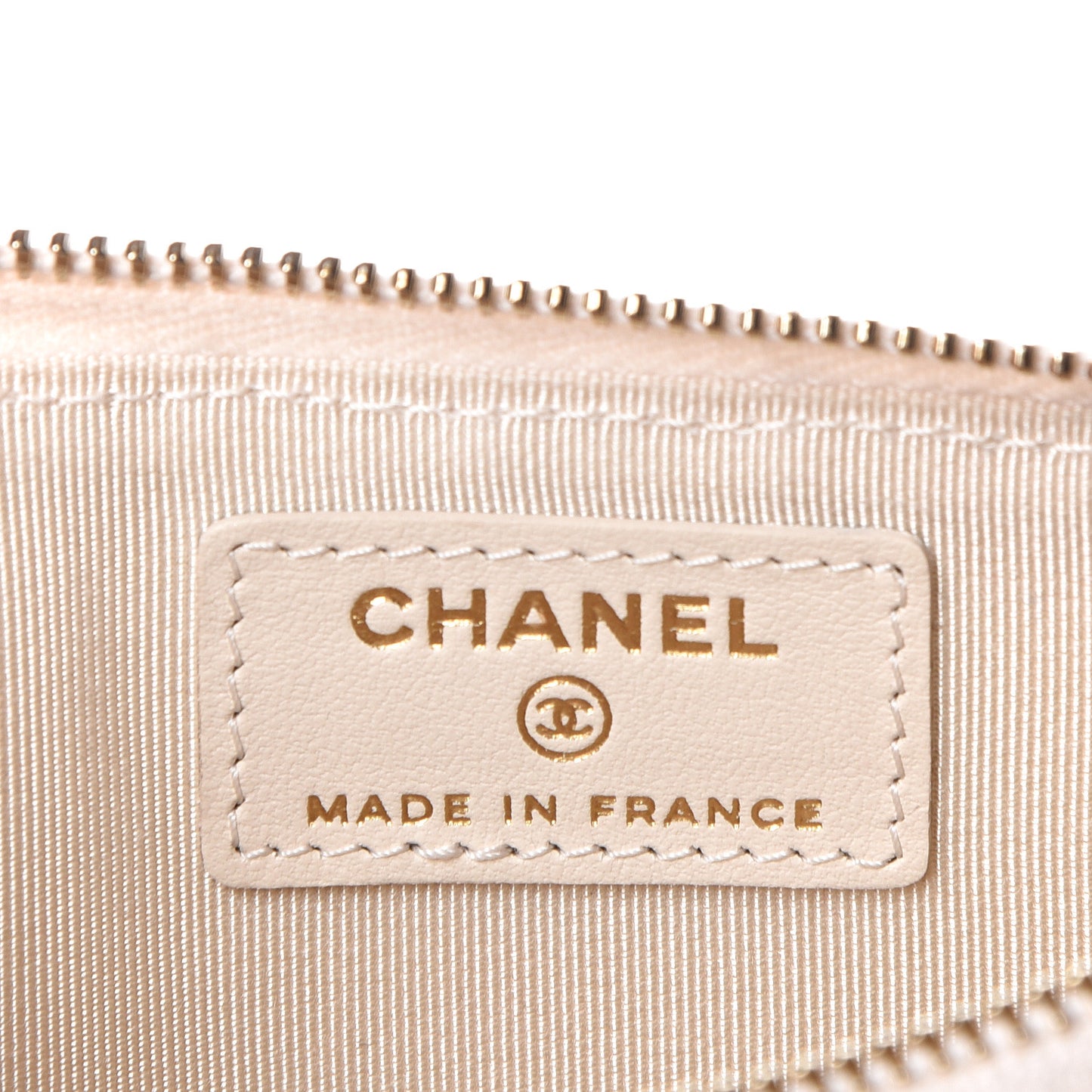 Caviar Quilted Classic Flat Wallet Pouch Light Beige