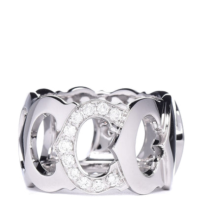 Cartier 18K White Gold Diamond C De Ring 51 5.75 1 of 5