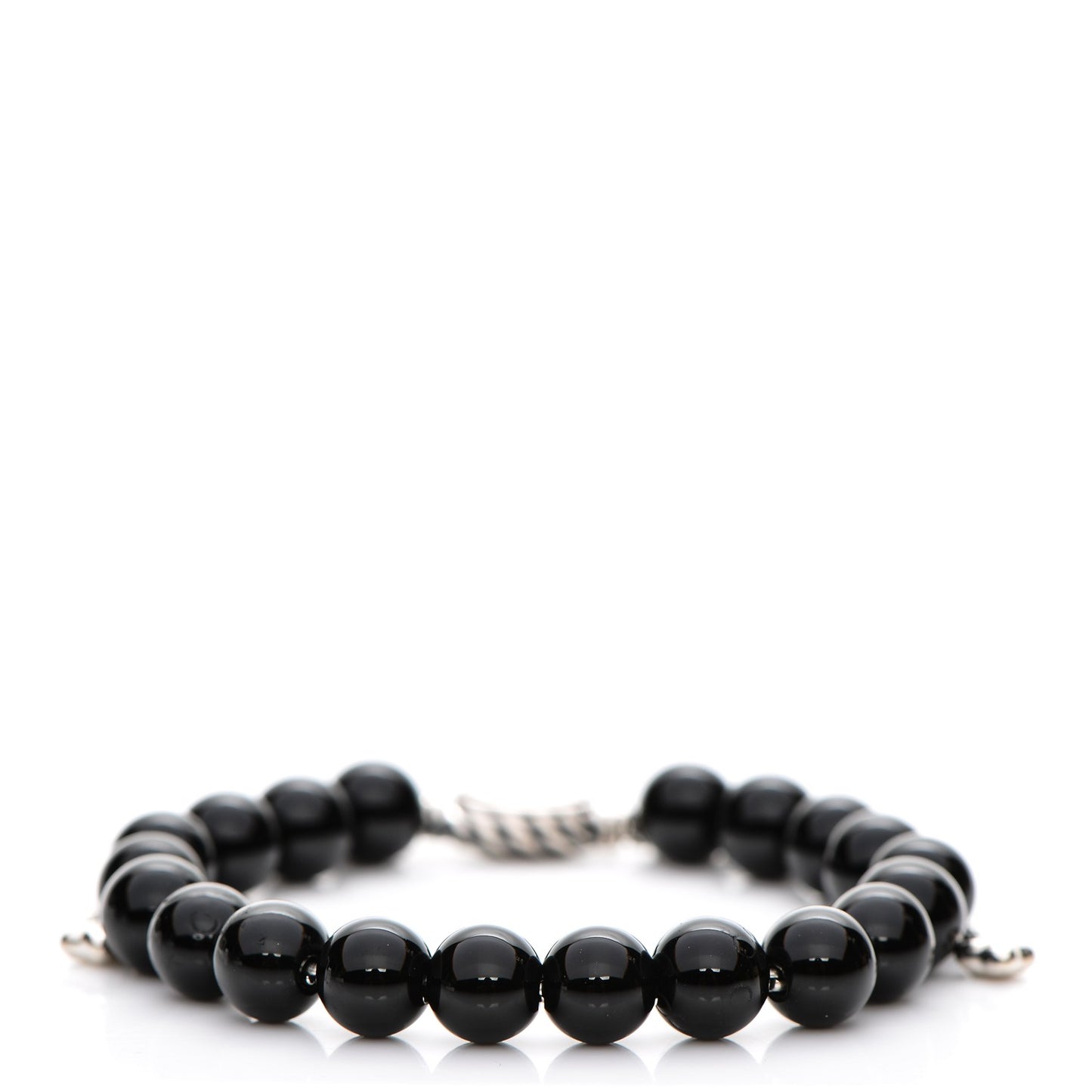 Sterling Silver Black Onyx 8mm Spiritual Beads Adjustable Bracelet