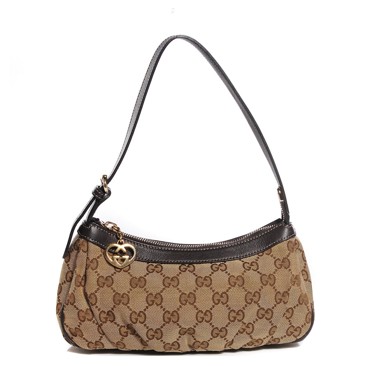 Monogram Heart Shaped Interlocking G Cosmetic Case Brown