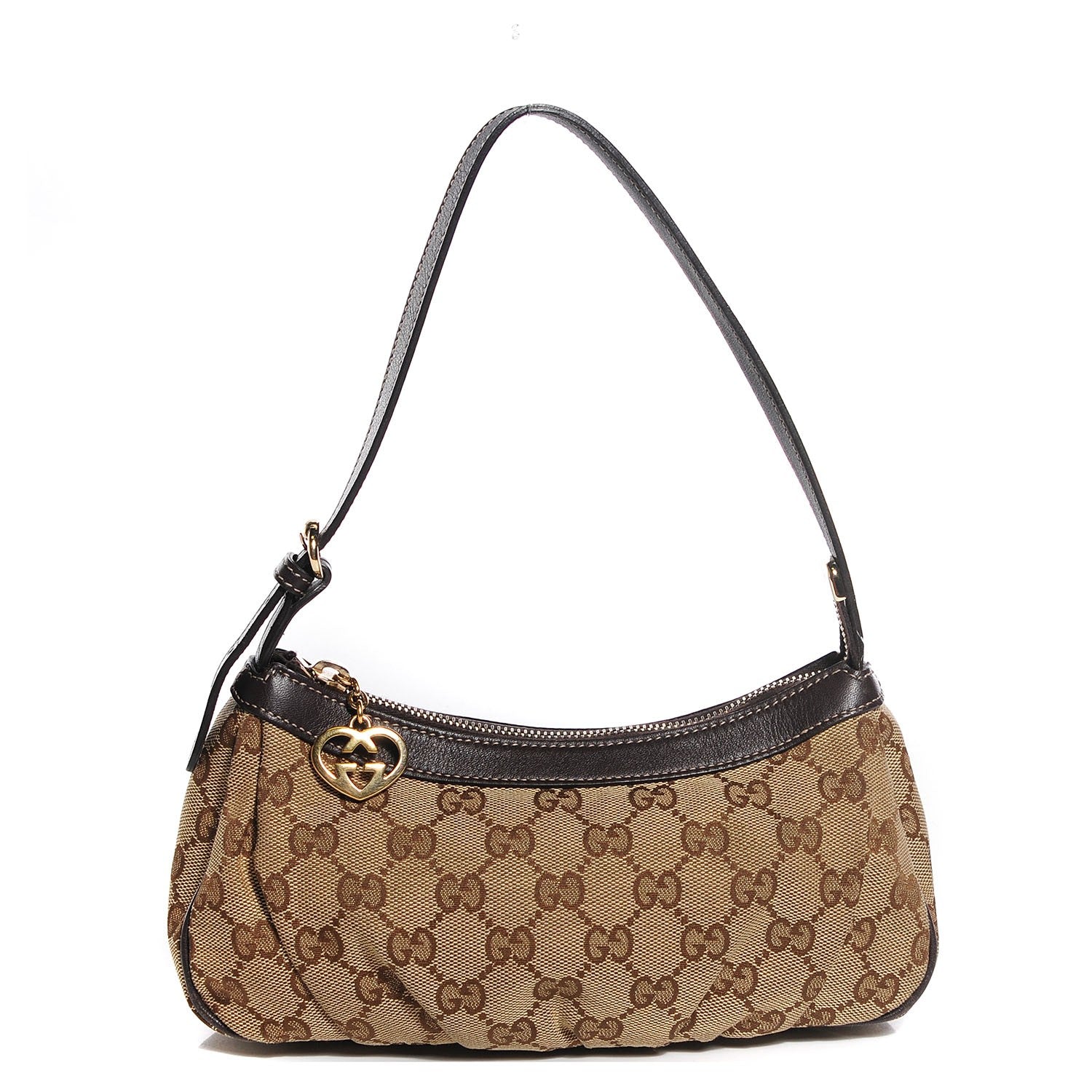 Gucci Monogram Heart Shaped Interlocking G Cosmetic Case Brown 1 of 7