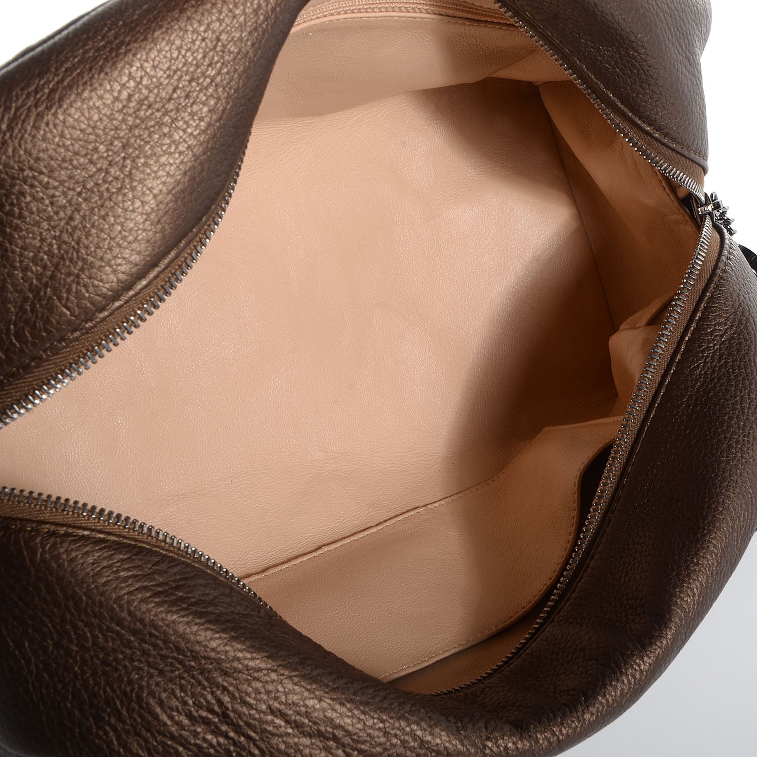 Chanel Deerskin Luxe Ligne Medium Bowler Tote Metallic Khaki 5 of 7