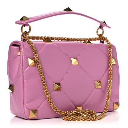 Valentino Garavani Nappa Large Roman Stud Shoulder Bag Giacinto 2 of 14