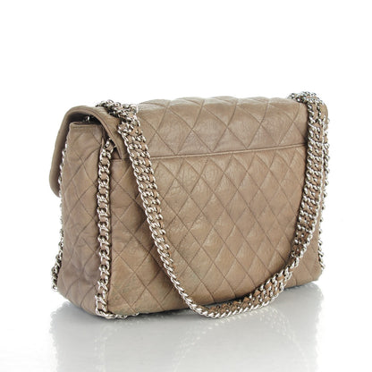 Chanel Washed Lambskin Quilted Chain Around Maxi Flap Taupe 3 of 7