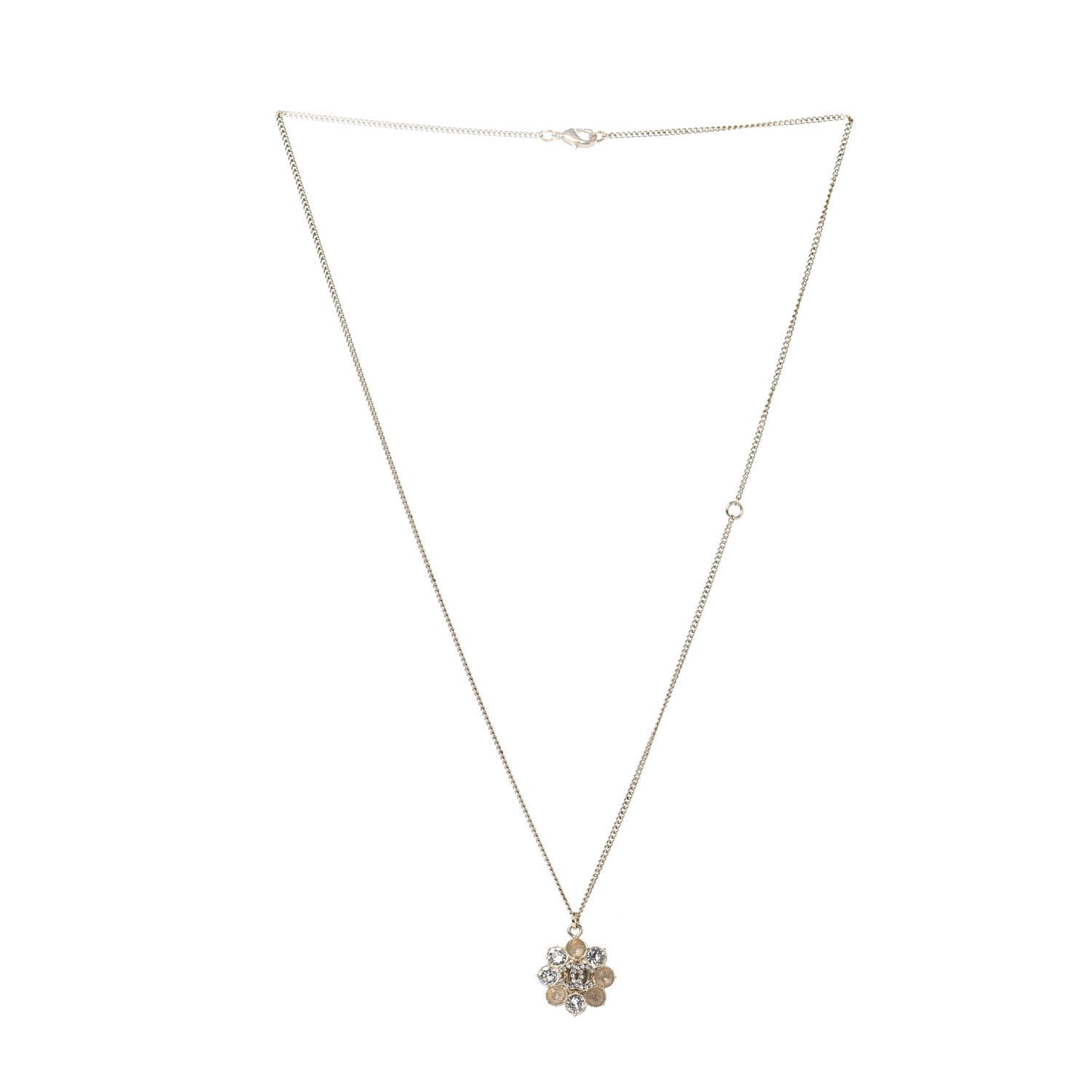 Crystal CC Flower Pendant Necklace Gold