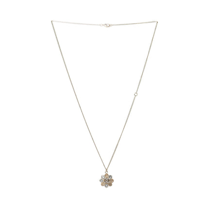 Chanel Crystal CC Flower Pendant Necklace Gold 2 of 4