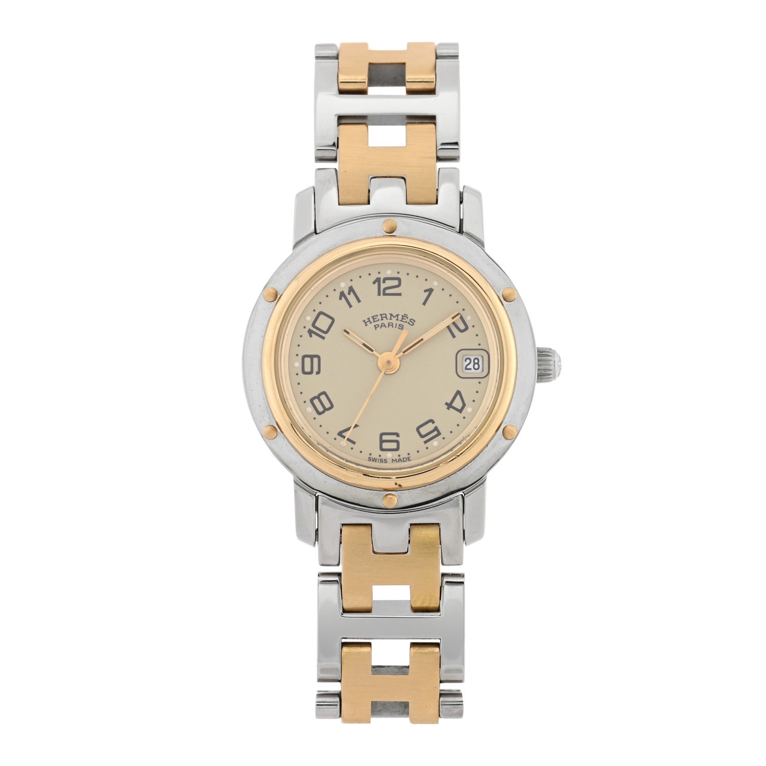 Hermes Stainless Steel 24mm Clipper Quartz Watch Gold 1 of 4