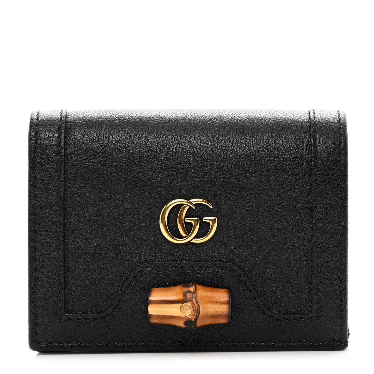 Wonka Grain Calfskin Diana Card Case Wallet Black