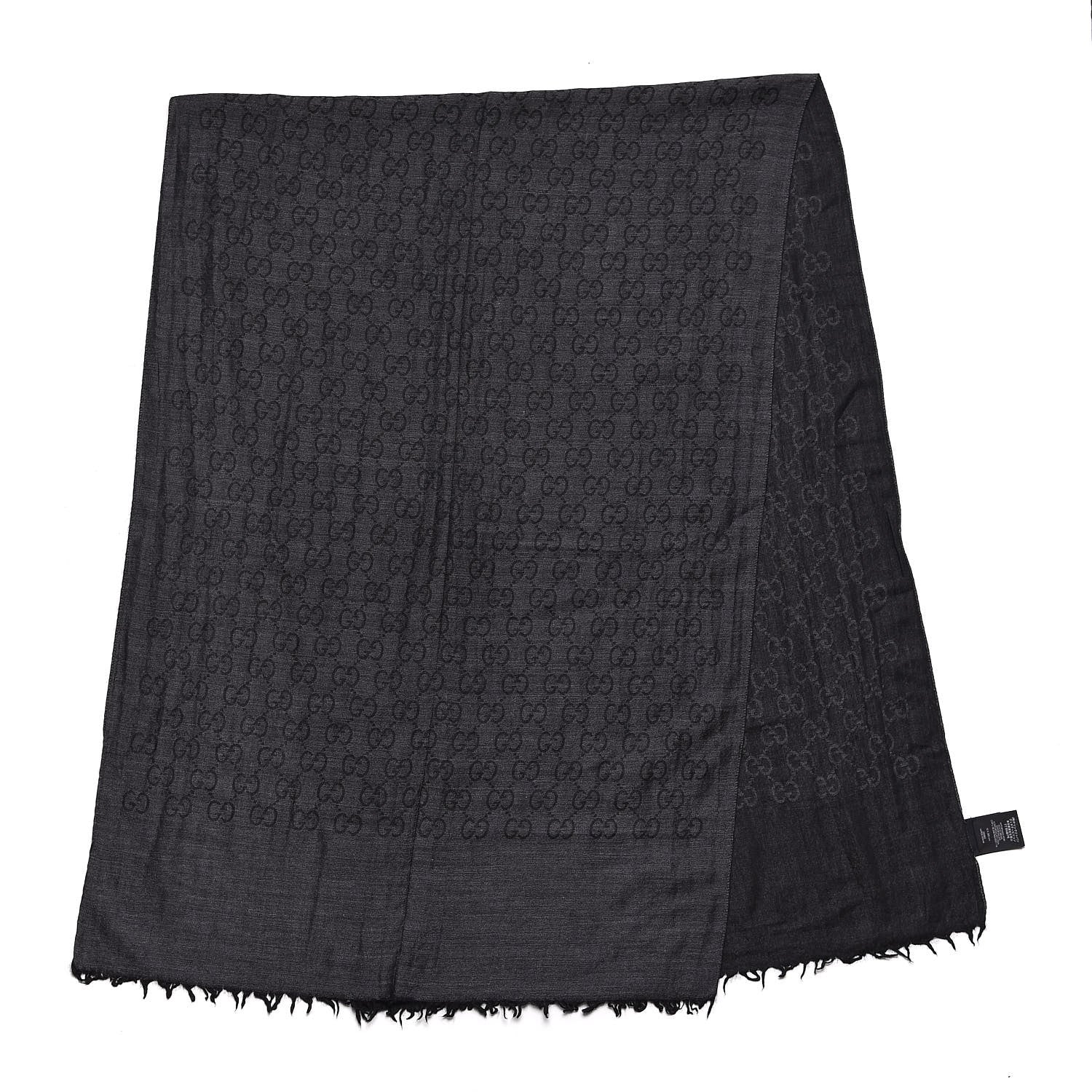 Gucci Wool Silk GG Monogram GGNat Plus Scarf Anthracite 3 of 5