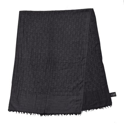 Gucci Wool Silk GG Monogram GGNat Plus Scarf Anthracite 3 of 5