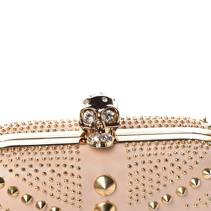 Alexander McQueen Calfskin Studded Britannia Skull Box Clutch Taupe 10 of 11