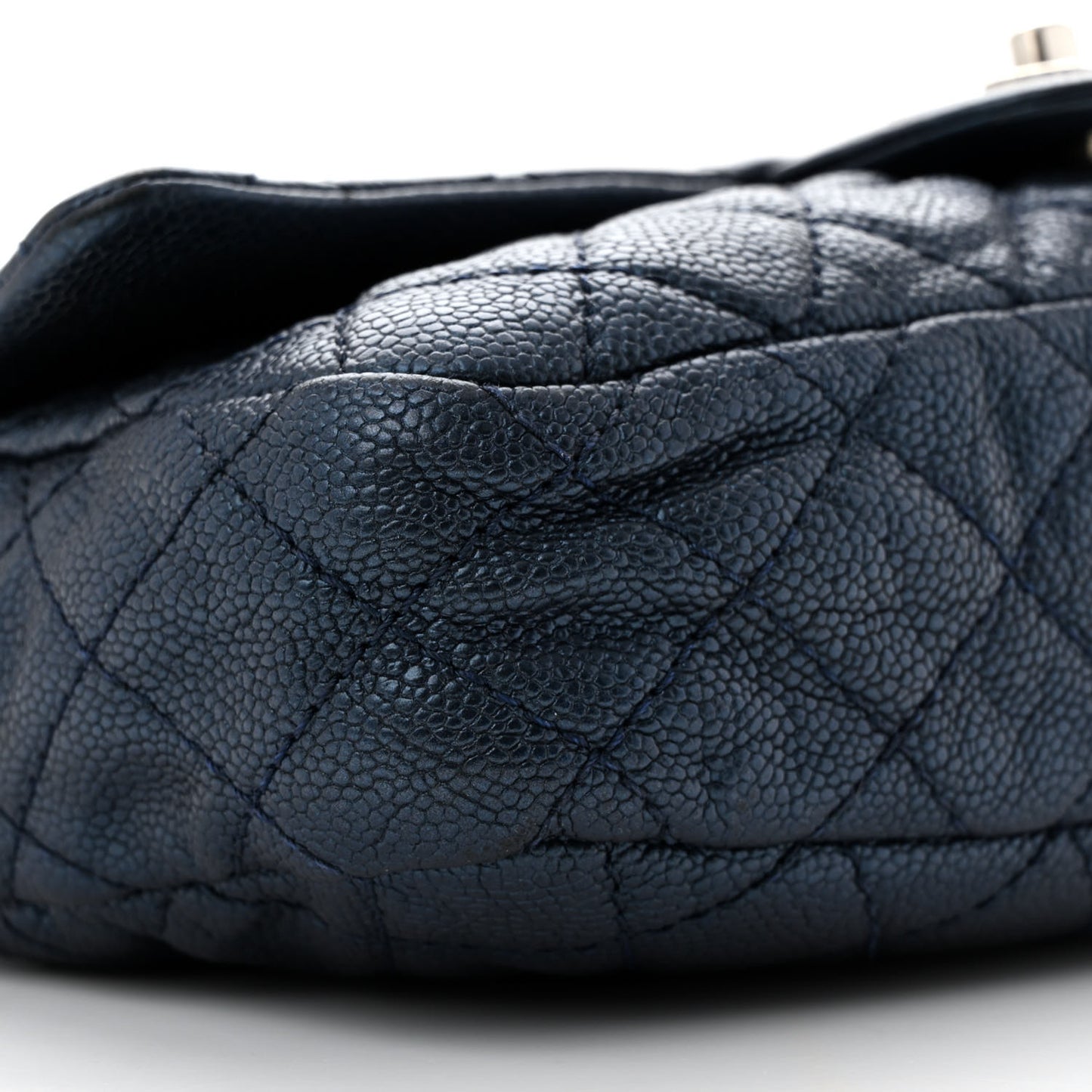 Iridescent Caviar Quilted Jumbo Easy Flap Dark Blue
