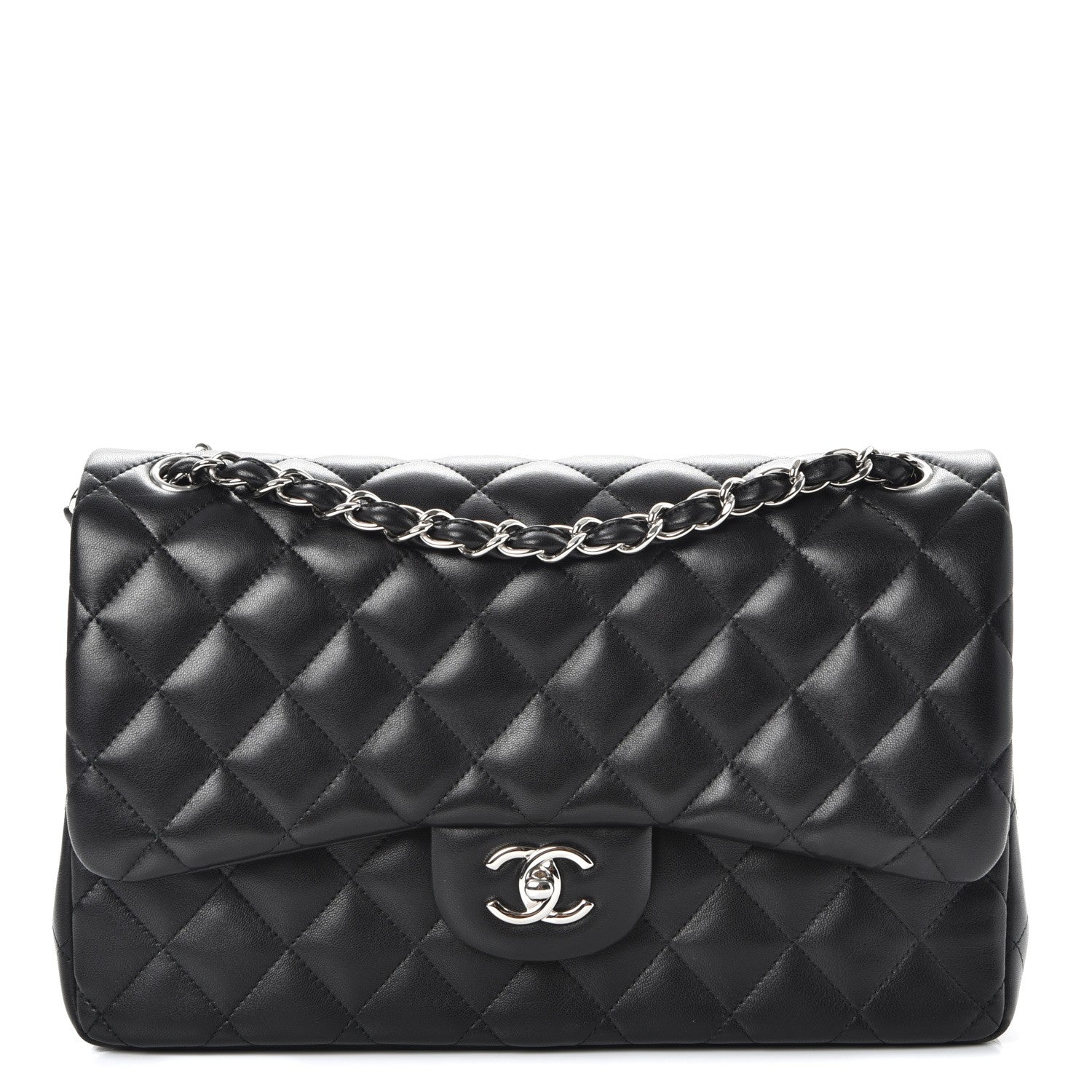 Chanel Lambskin Quilted Jumbo Double Flap Black 1 of 9